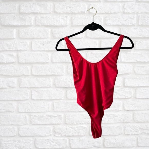 US XS | COULBOURNE RED ONE PIECE THONG BATHING SUIT - Picture 1 of 3